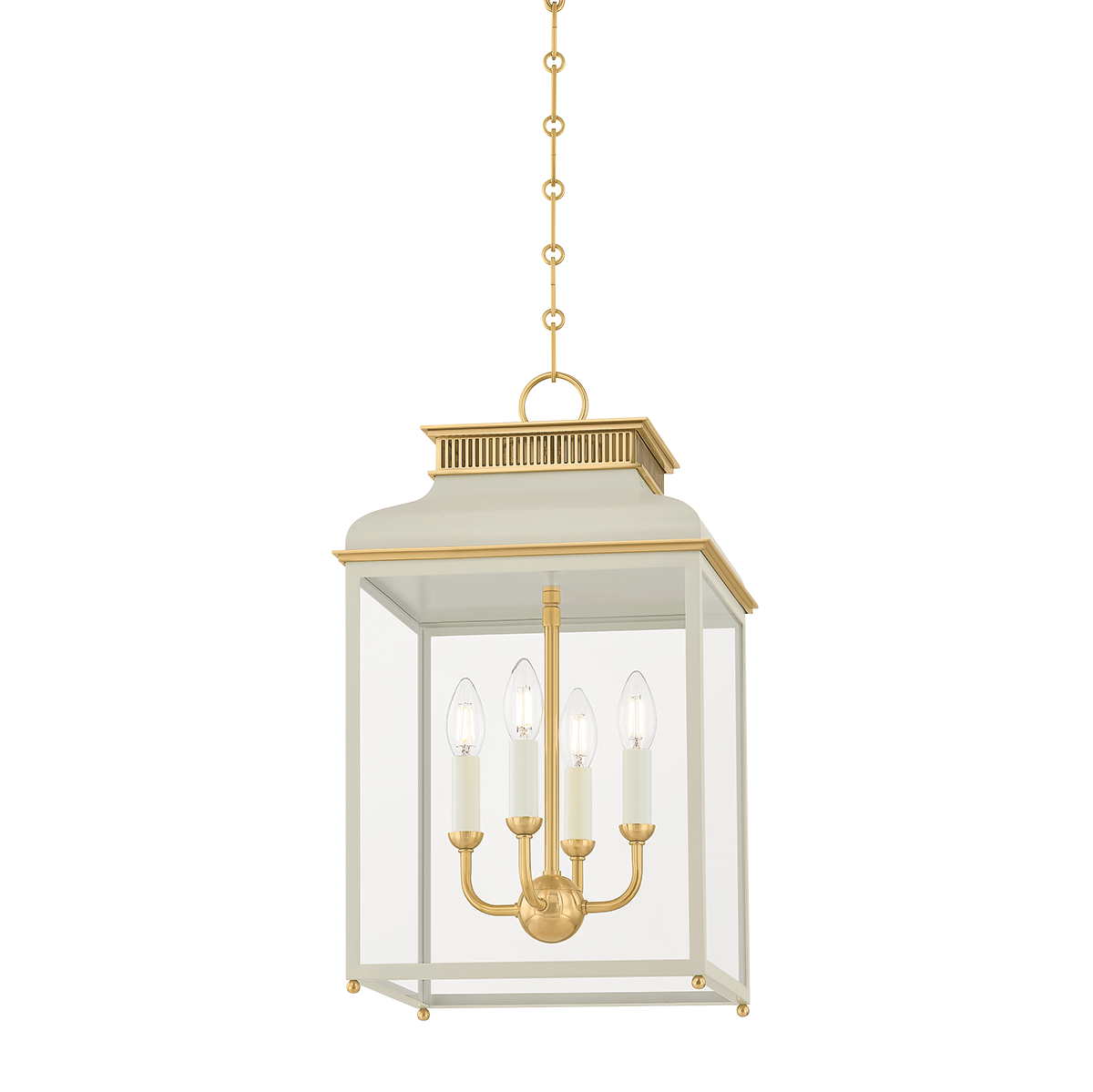 Houghton Lantern - Aged Brass/Off-White by Hudson Valley Lighting