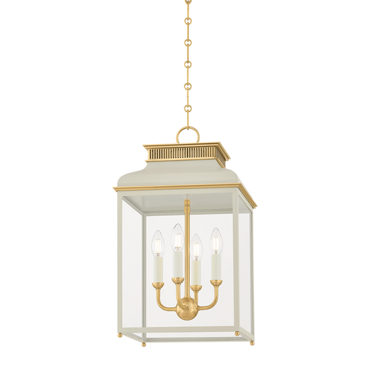 Houghton Lantern - Aged Brass/Off-White by Hudson Valley Lighting