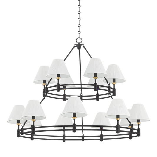 Howard Chandelier - 15-Light - Aged Brass/Distressed Bronze by Hudson Valley Lighting