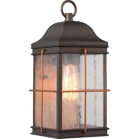 Howell - 1 Light Medium Wall Lantern with Clear Seeded Glass - Bronze Finish Wall Lantern with Copper accents - Satco 60-5832