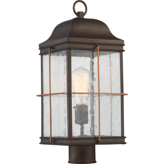 Howell - 1 Light Post Lantern with Clear Seeded Glass - Bronze Finish with Copper accents - Satco 60-5835