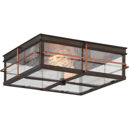 Howell - 2 Light Flush with Clear Seeded Glass - Bronze Finish with Copper accents - Satco 60-5834