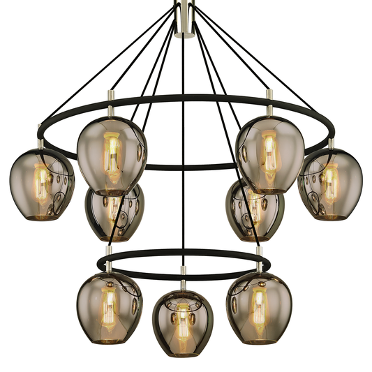 Iliad Chandelier - 9-Light - Textured Black & Polish Nickel - Troy Lighting F6219-TBK/PN