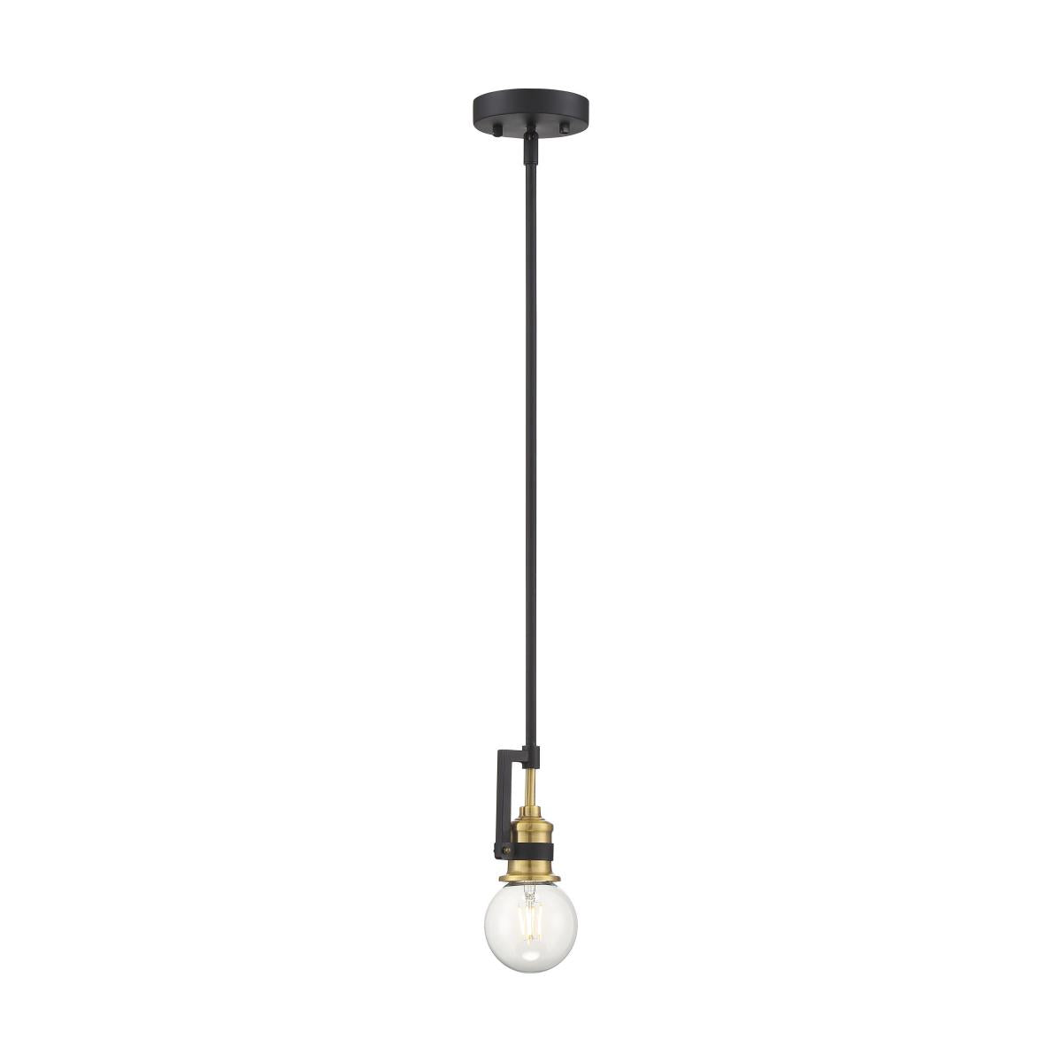 Intention - 1 Light Mini Pendant - Warm Brass and Black Finish - Satco 60-6975