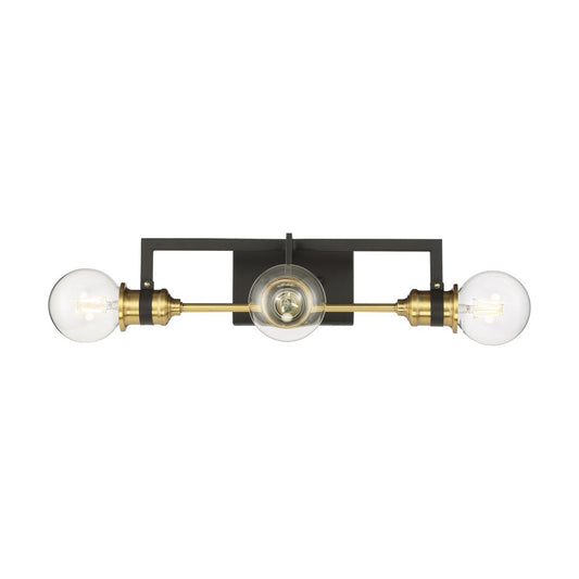 Intention - 3 Light Vanity - Warm Brass and Black Finish - Satco 60-6973