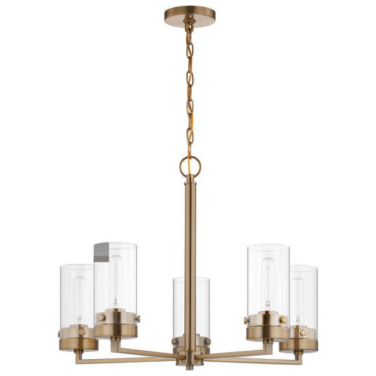 Intersection - 5 Light - Chandelier - Burnished Brass with Clear Glass - Satco 60-7535