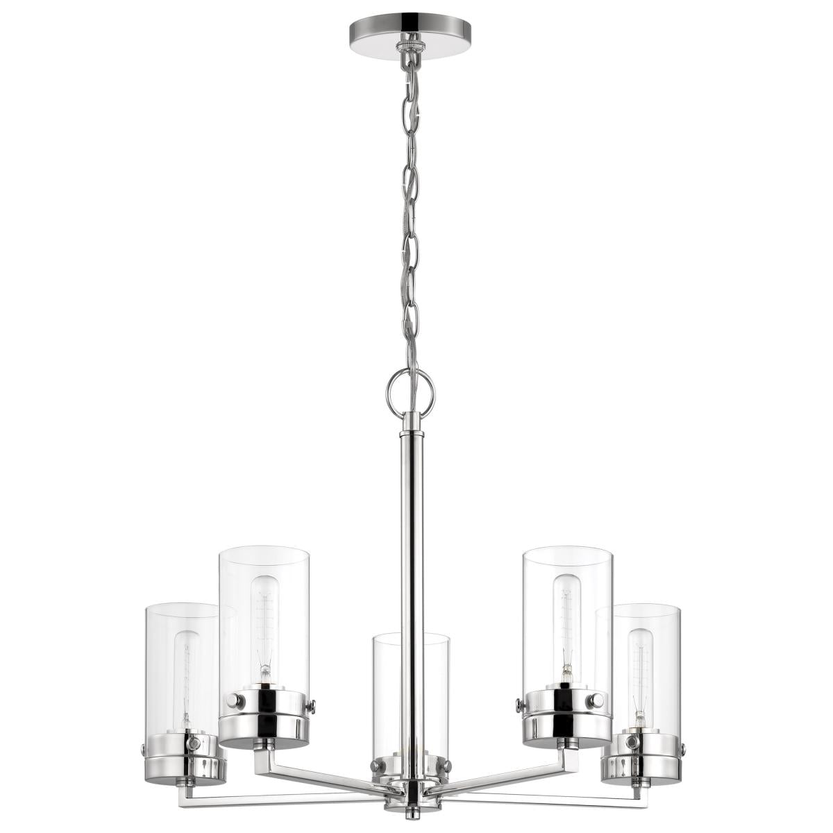 Intersection - 5 Light - Chandelier - Polished Nickel with Clear Glass - Satco 60-7635