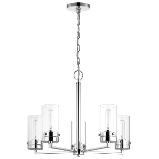 Intersection - 5 Light - Chandelier - Polished Nickel with Clear Glass - Satco 60-7635