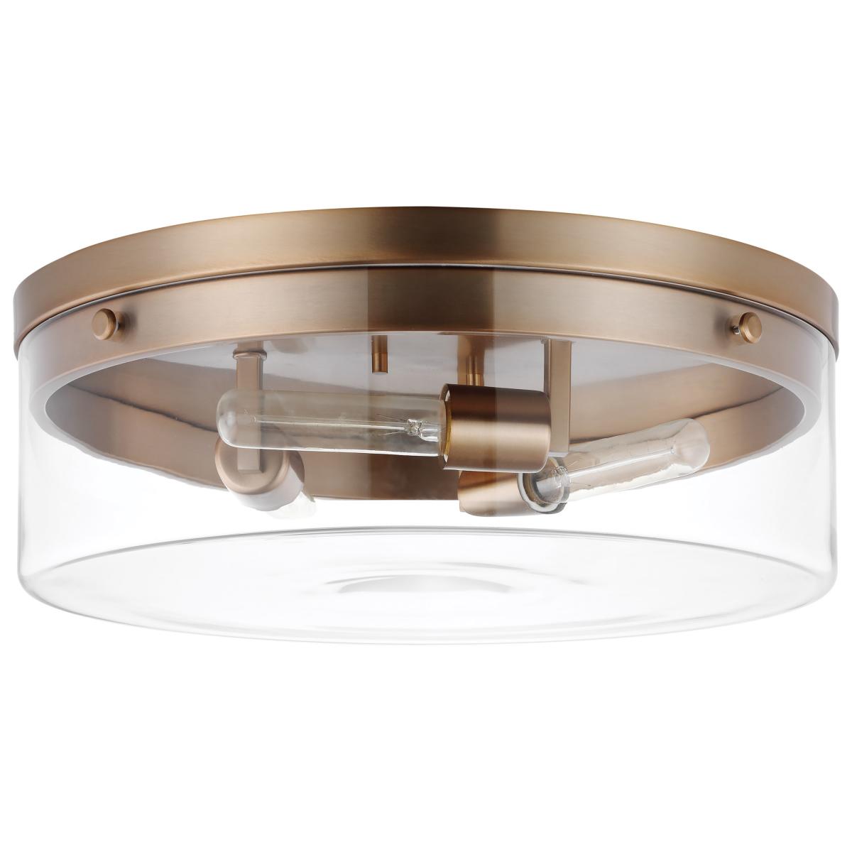 Intersection - Large Flush Mount Fixture - Burnished Brass with Clear Glass - Satco 60-7538