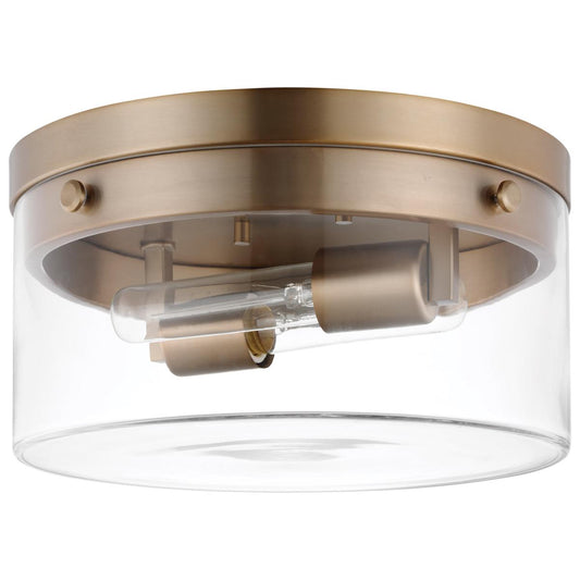 Intersection - Medium Flush Mount Fixture - Burnished Brass with Clear Glass - Satco 60-7537