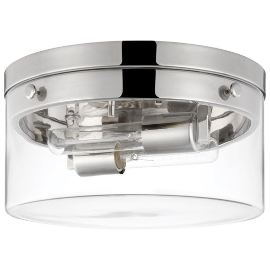 Intersection - Medium Flush Mount Fixture - Polished Nickel with Clear Glass - Satco 60-7637