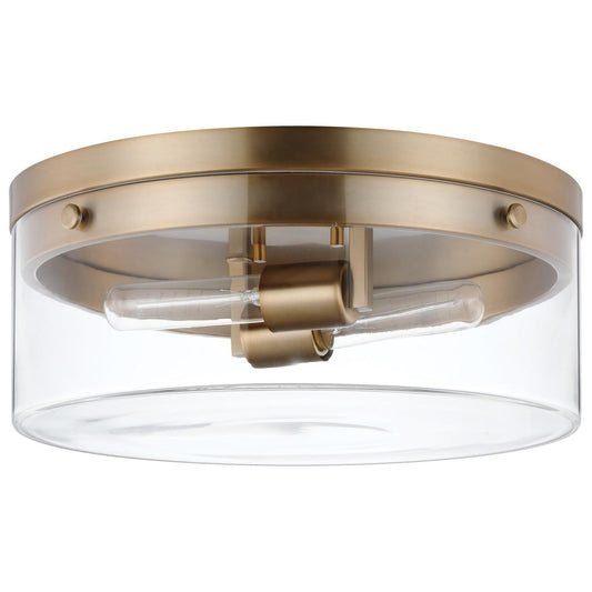 Intersection - Small Flush Mount Fixture - Burnished Brass with Clear Glass - Satco 60-7536