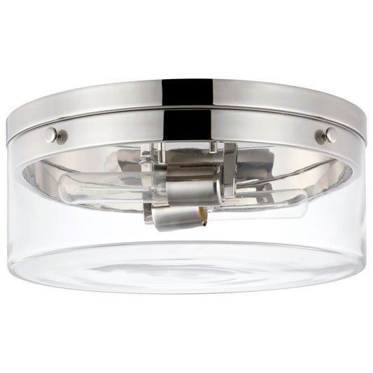 Intersection - Small Flush Mount Fixture - Polished Nickel with Clear Glass - Satco 60-7636