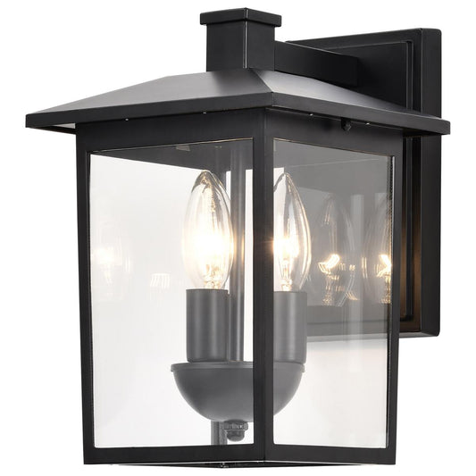 Jamesport Collection Outdoor 11 inch Wall Lantern - Matte Black with Clear Glass - Satco 60-5934