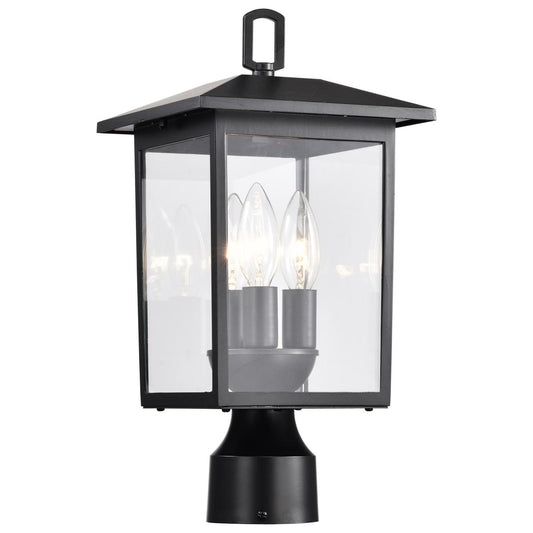 Jamesport Collection Outdoor 15 inch Post Light Pole Lantern - Matte Black with Clear Glass - Satco 60-5932
