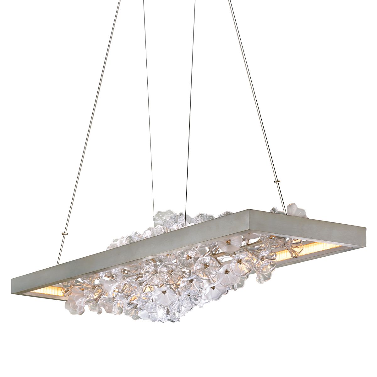 Jasmine Linear Chandelier - Silver Leaf by Corbett Lighting