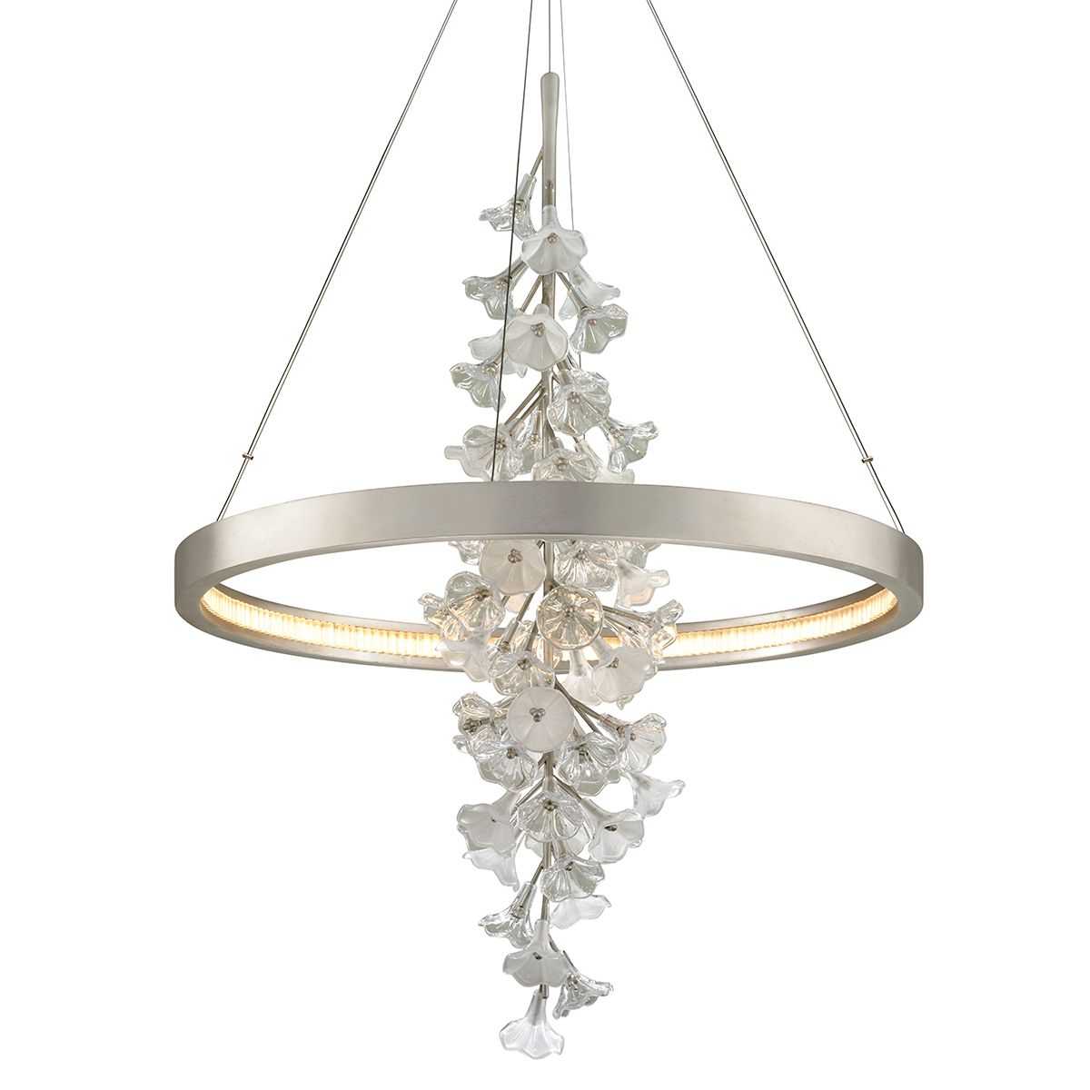 Jasmine Medium Chandelier - Silver Leaf by Corbett Lighting