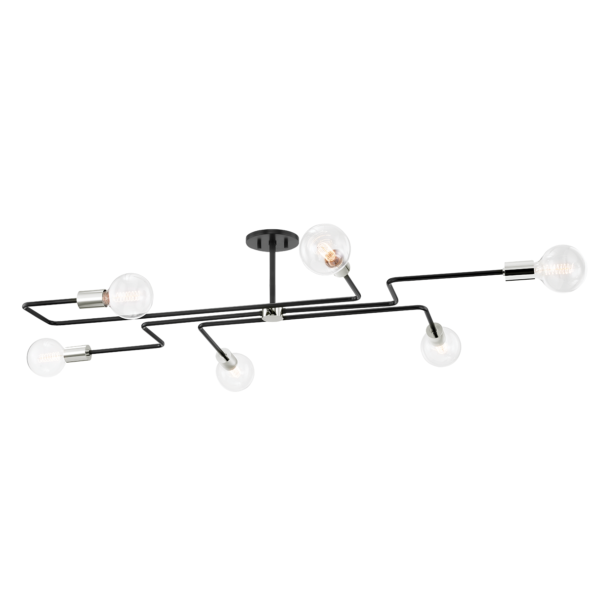 Jena Semi Flush - 6-Light - Polished Nickel/Textured Black - Mitzi H488606L-PN/TBK