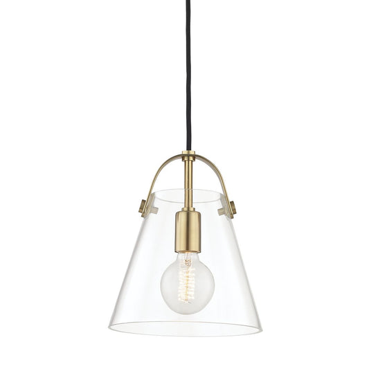 Pendant Lights | Mitzi Karin Mini Pendant - Aged Brass - 10.5"H x 9"W at Afterimage Lighting