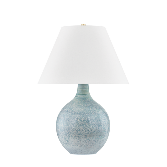 Kearny Table Lamp - Aged Brass/Ceramic Reactive Seaglass by Hudson Valley Lighting