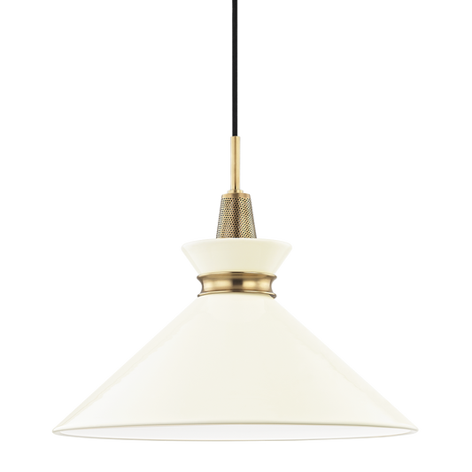 Kiki Large Pendant - 1-Light - Aged Brass/Cream - Mitzi H251701L-AGB/CR