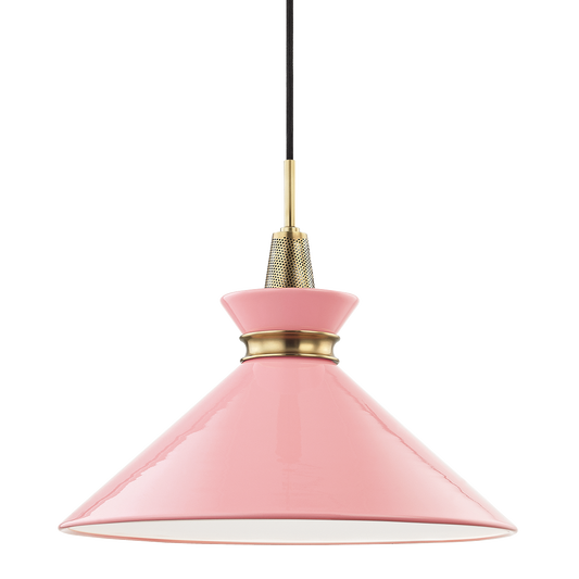Kiki Large Pendant - 1-Light - Aged Brass/Pink - Mitzi H251701L-AGB/PK
