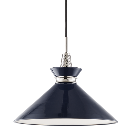 Kiki Large Pendant - 1-Light - Polished Nickel/Navy - Mitzi H251701L-PN/NVY
