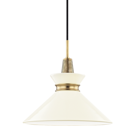 Kiki Small Pendant - 1-Light - Aged Brass/Cream - Mitzi H251701S-AGB/CR