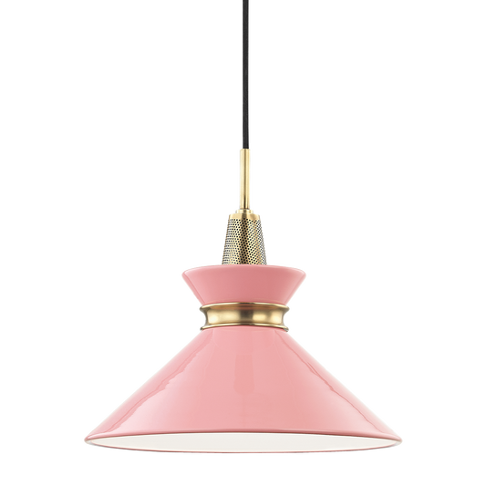 Kiki Small Pendant - 1-Light - Aged Brass/Pink - Mitzi H251701S-AGB/PK