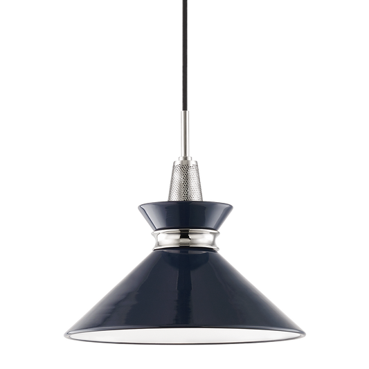 Kiki Small Pendant - 1-Light - Polished Nickel/Navy - Mitzi H251701S-PN/NVY