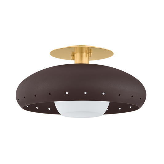 Kimber Flush Mount - 1-Light - Aged Brass/Textured Bronze W/ Highlight - Mitzi H1015501-VGL/TBZH