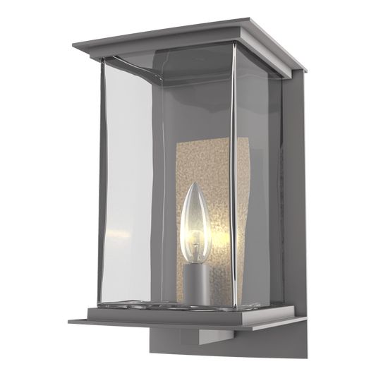 Kingston Outdoor Medium Sconce - Coastal Burnished Steel - Translucent Soft Gold Accent by Hubbardton Forge