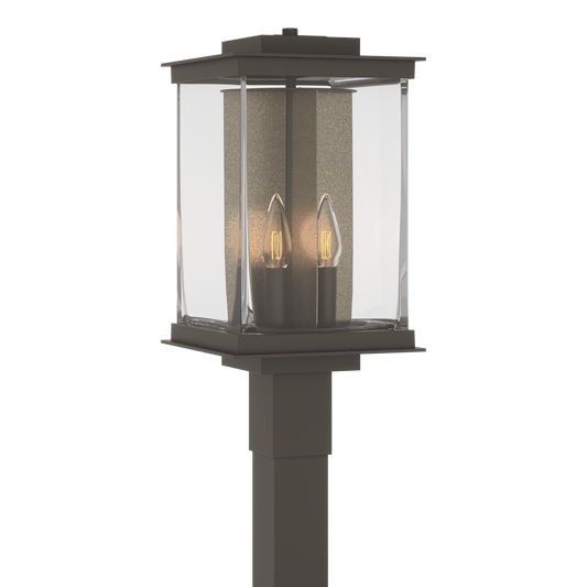 Kingston Outdoor Post Light - Coastal Dark Smoke - Translucent Soft Gold Accent by Hubbardton Forge