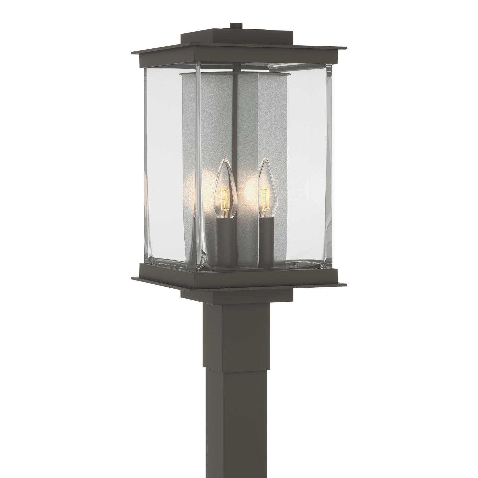 Kingston Outdoor Post Light - Coastal Dark Smoke - Translucent Vintage Platinum Accent by Hubbardton Forge
