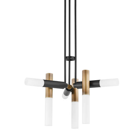 Koa Chandelier - 6-Light - Patina Brass/Soft Black - Troy Lighting F8634-PBR/SBK