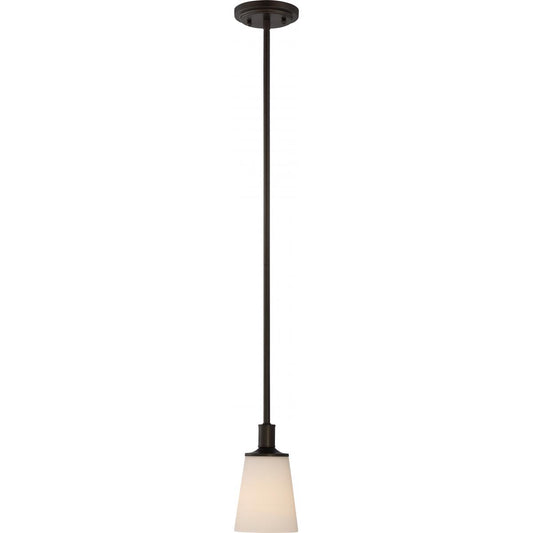 Laguna - 1 Light Mini Pendant with White Glass - Aged Bronze Finish - Satco 60-5928