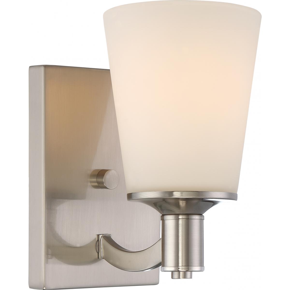 Laguna - 1 Light Vanity with White Glass - Brushed Nickel Finish - Satco 60-5821
