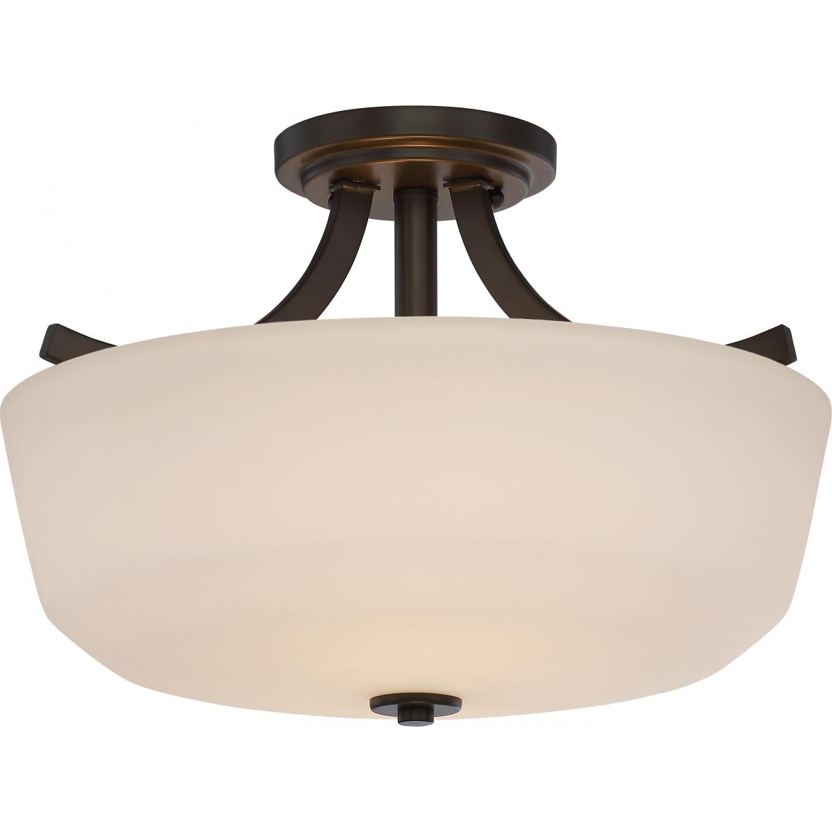 Laguna - 2 Light Semi Flush with White Glass - Aged Bronze Finish - Satco 60-5926