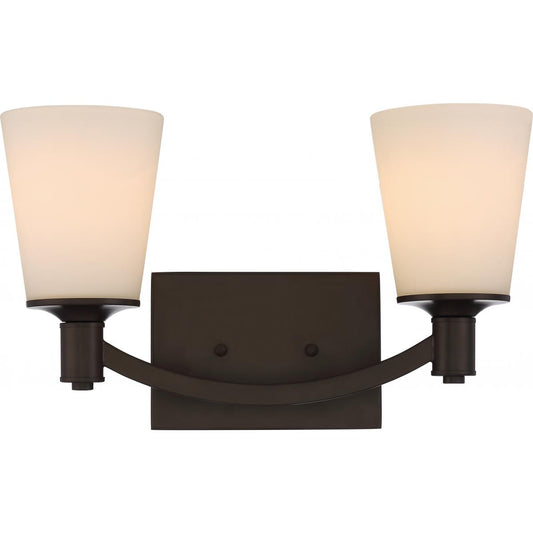 Laguna - 2 Light Vanity with White Glass - Aged Bronze Finish - Satco 60-5922