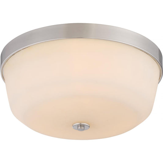 Laguna - 3 Light Flush with White Glass - Brushed Nickel Finish - Satco 60-5824