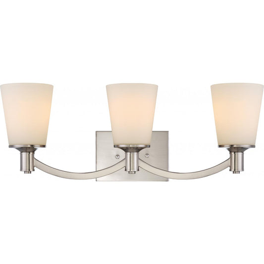 Laguna - 3 Light Vanity with White Glass - Brushed Nickel Finish - Satco 60-5823