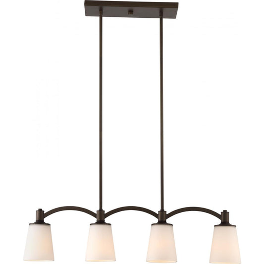Laguna - 4 Light Island Pendant with White Glass - Forest Bronze Finish - Satco 60-5975