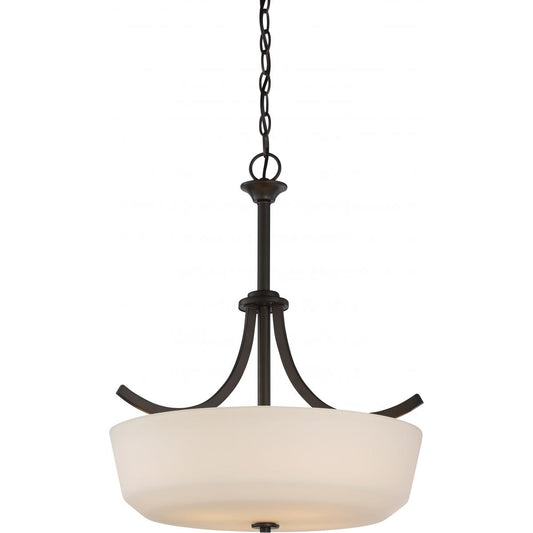 Laguna - 4 Light Pendant with White Glass - Aged Bronze Finish - Satco 60-5927