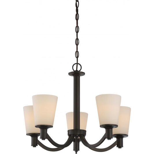 Laguna - 5 Light Hanging with White Glass - Aged Bronze Finish - Satco 60-5925