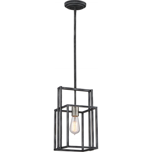 Lake - 1 Light Mini Pendant - Iron Black Finish with Brushed Nickel Accents - Satco 60-5860
