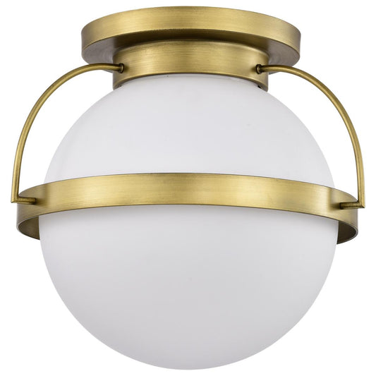Lakeshore 1 Light Large Flush - Natural Brass Finish - White Opal Glass - Satco 60-7782
