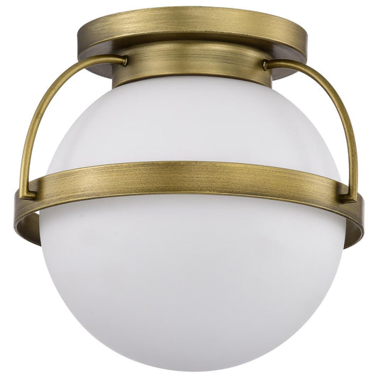Lakeshore 1 Light Medium Flush - Natural Brass Finish - White Opal Glass - Satco 60-7781