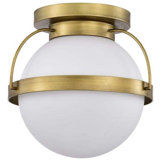 Lakeshore 1 Light Small Flush - Natural Brass Finish - White Opal Glass - Satco 60-7780