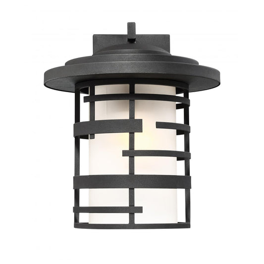 Lansing - 1 Light 14" Wall Lantern with Etched Glass - Textured Black Finish - Satco 60-6403