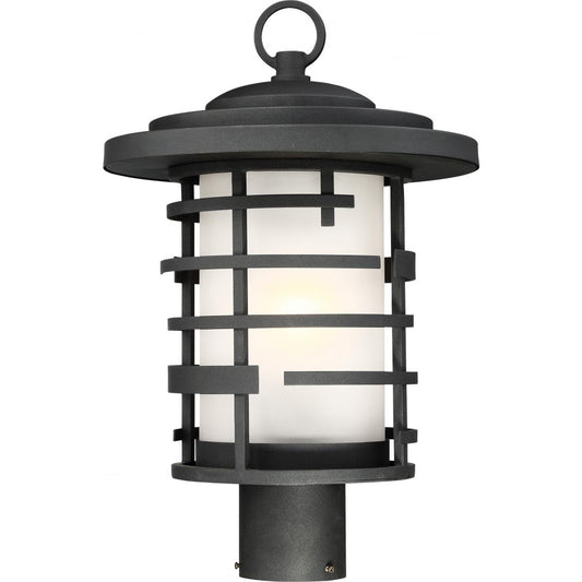 Lansing - 1 Light 17" Post Lantern with Etched Glass - Textured Black Finish - Satco 60-6406